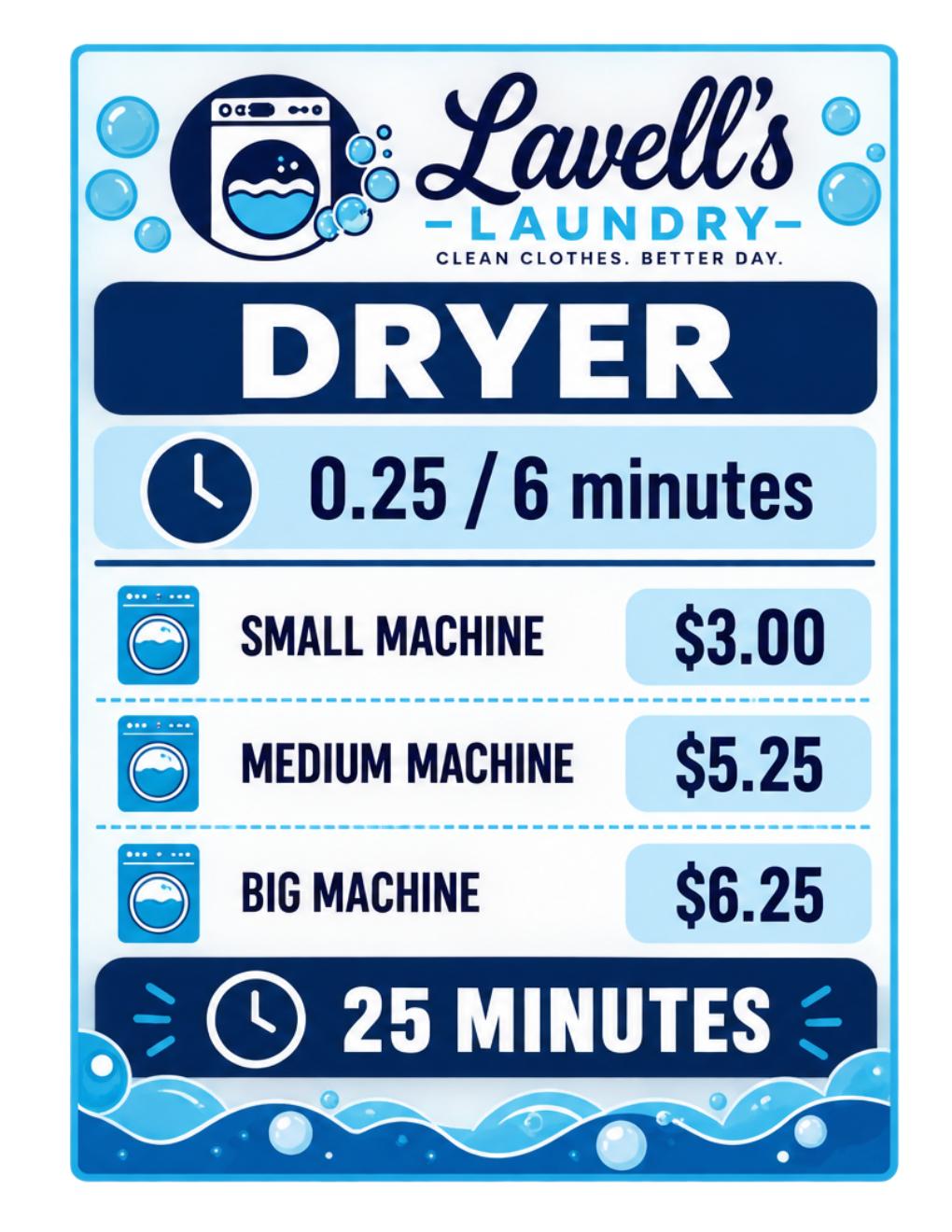 Machine & Dryer Prices printable sheet